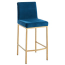 Diaz 26'' Counter Stool, set of 2, in Blue with Gold Legs - sydneysfurniture