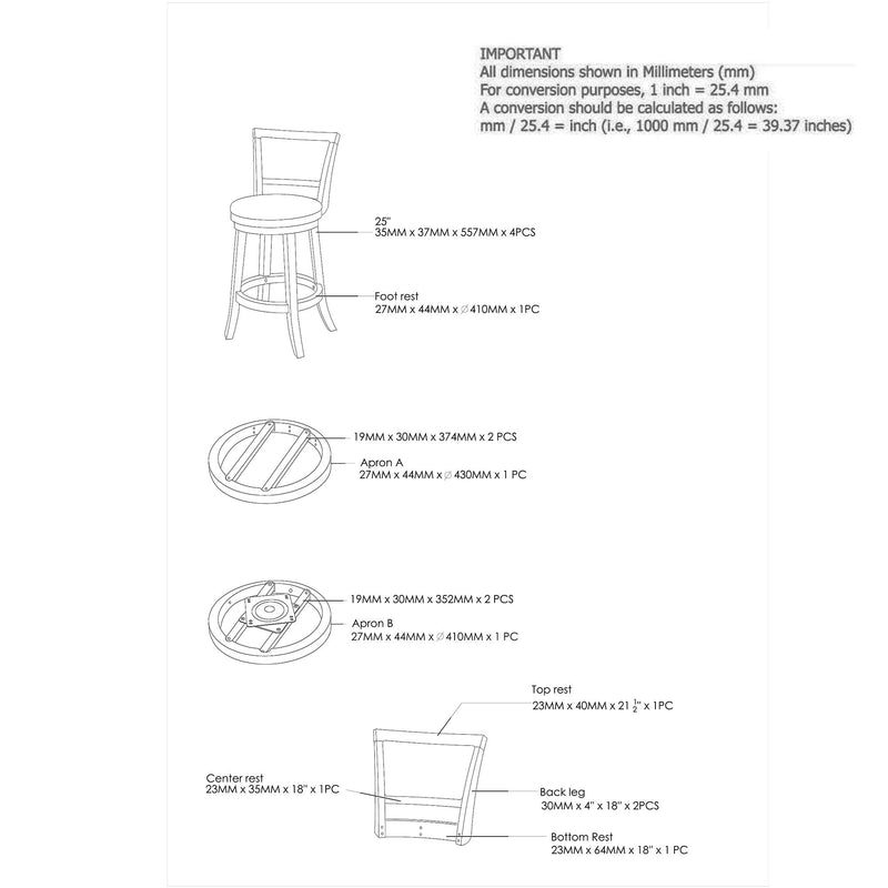 Ron 26'' Counter Stool, set of 2, in Coffee - sydneysfurniture