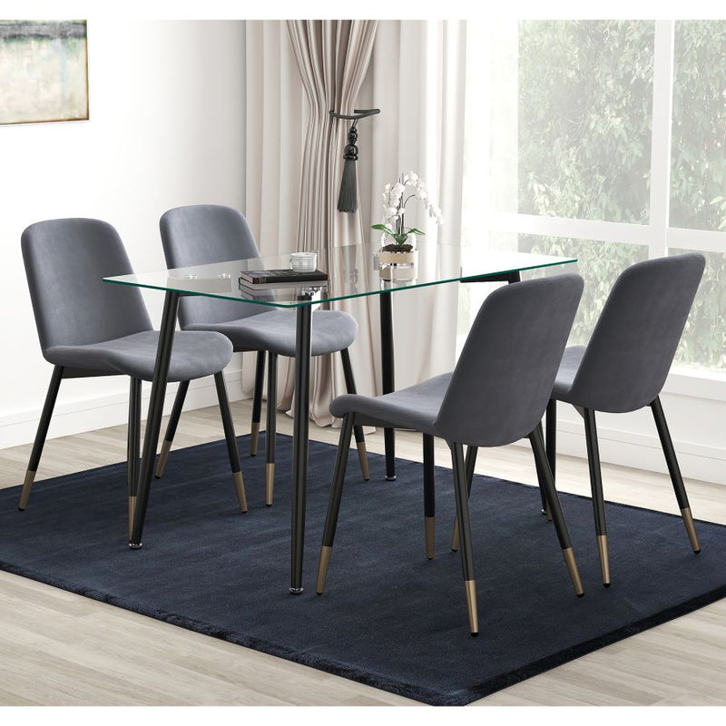 Abby/Gavi 5pc Dining Set in Black with Grey Chair