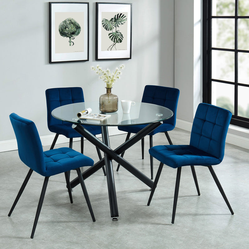 Susan 5pc Dining Set, Blue - sydneysfurniture