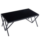 top view of black glass rectangle coffee table