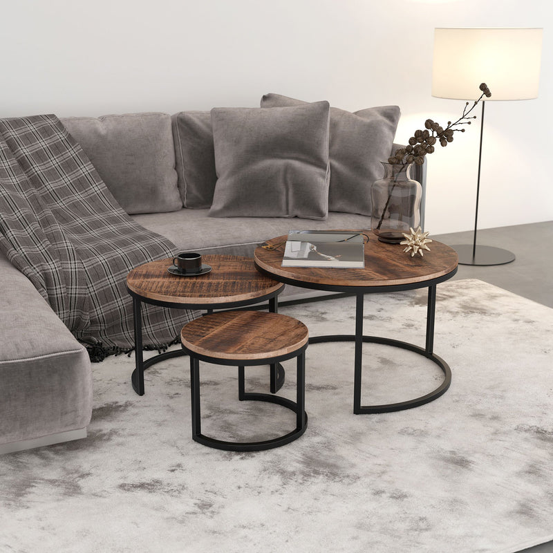 Arsh 3pk Coffee Table set in Washed Grey
