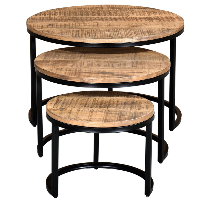 solid wood 3 piece nesting table
