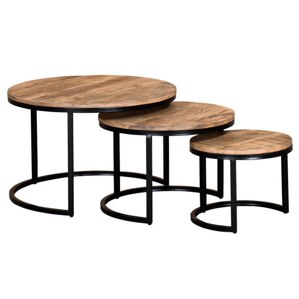 solid wood nesting table set round