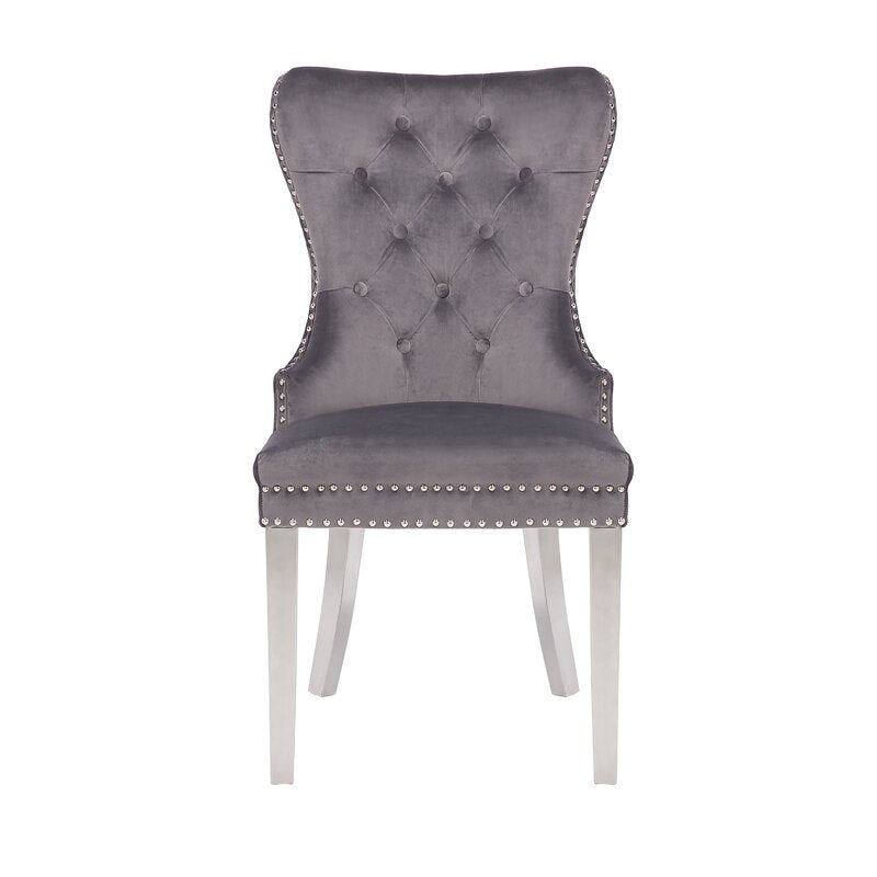 Lionhead Knocker Chair Velvet Grey