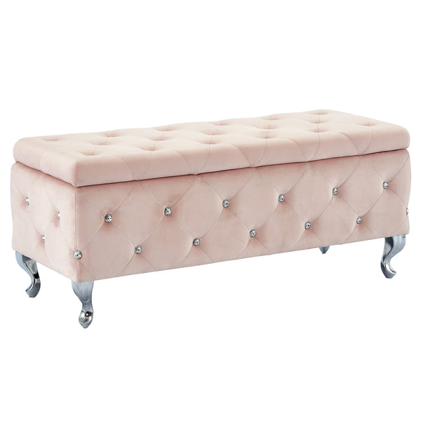 Monica Rectangular Storage Ottoman in Blush - sydneysfurniture