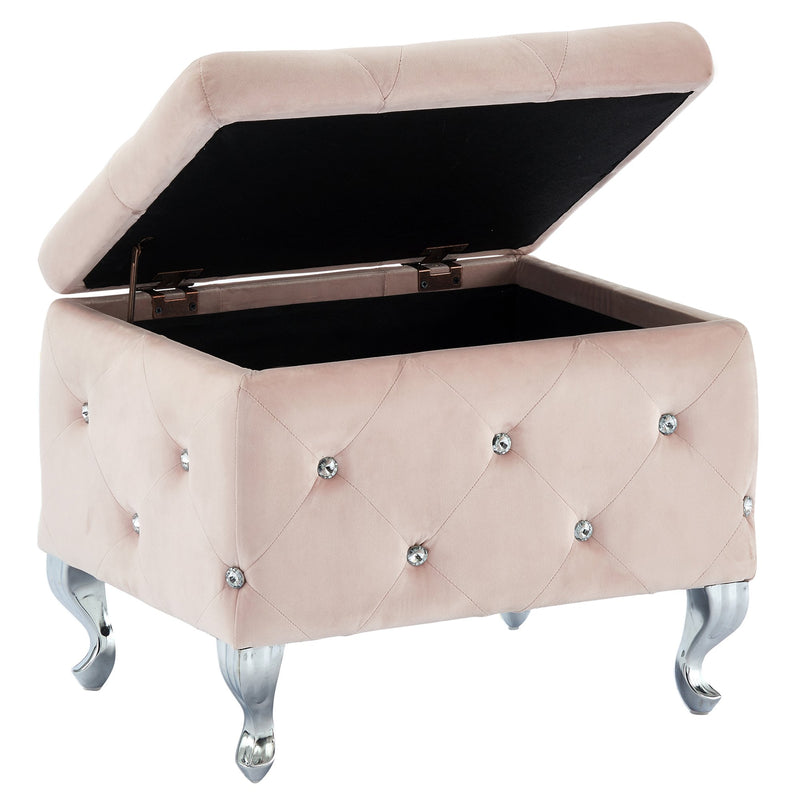 Monica Square Storage Ottoman in Blush - sydneysfurniture