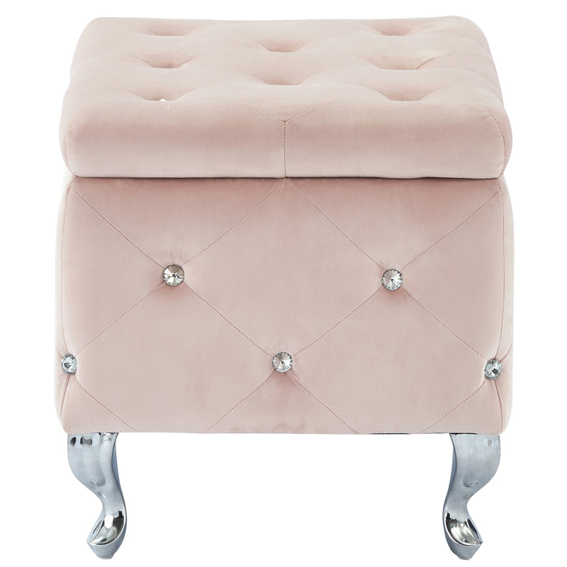 Monica Square Storage Ottoman in Blush - sydneysfurniture