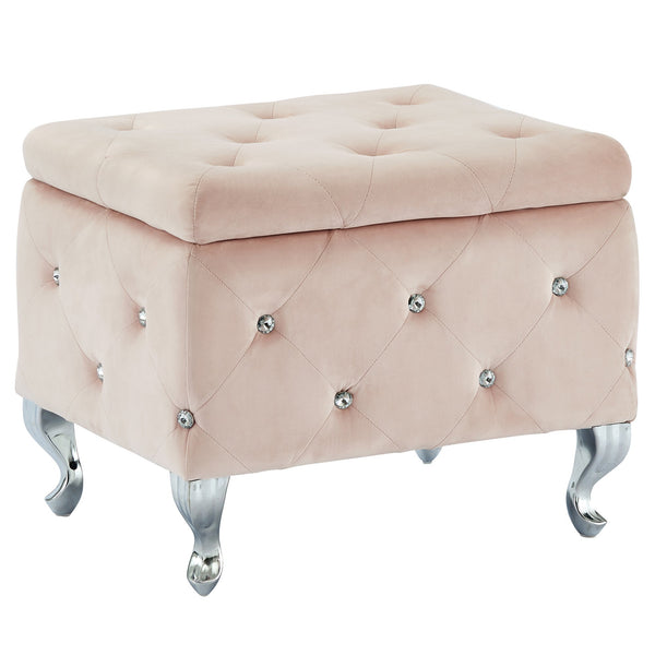 Monica Square Storage Ottoman in Blush - sydneysfurniture