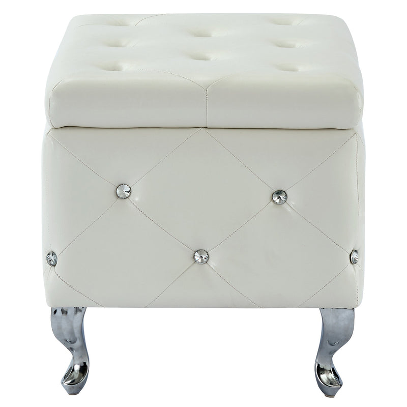 Monica Square Storage Ottoman in White - sydneysfurniture