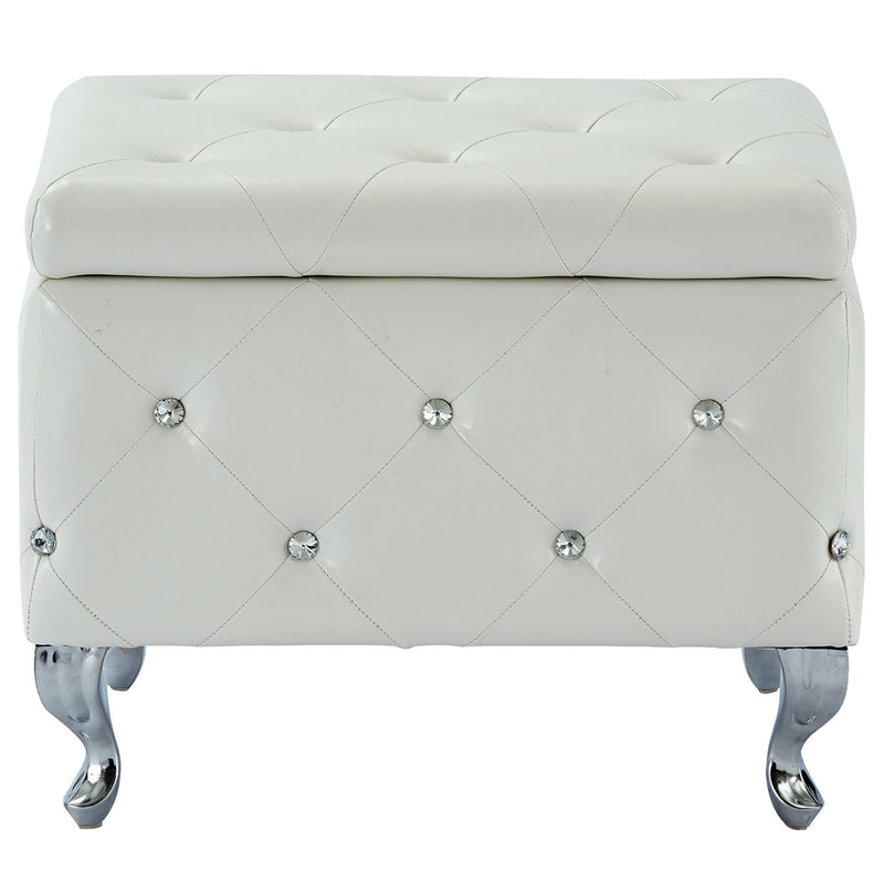 Monica Square Storage Ottoman in White - sydneysfurniture