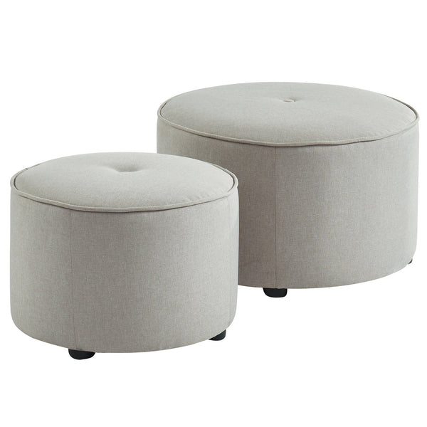 Ritu 2pc Round Ottoman set in Light Grey - sydneysfurniture