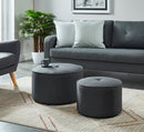 Ritu 2pc Round Ottoman set in Grey - sydneysfurniture