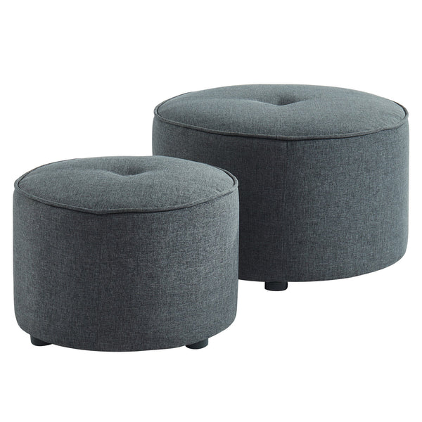 Ritu 2pc Round Ottoman set in Grey - sydneysfurniture