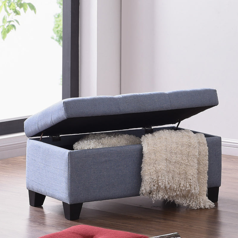 Sylvia Rectangular Storage Ottoman in Light Blue - sydneysfurniture