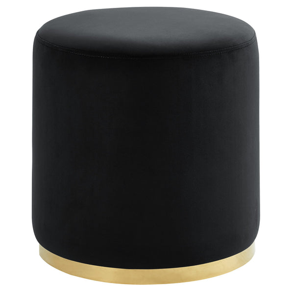 Sona Round Ottoman in Black & Gold - sydneysfurniture