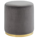 Sona Round Ottoman in Grey & Gold - sydneysfurniture