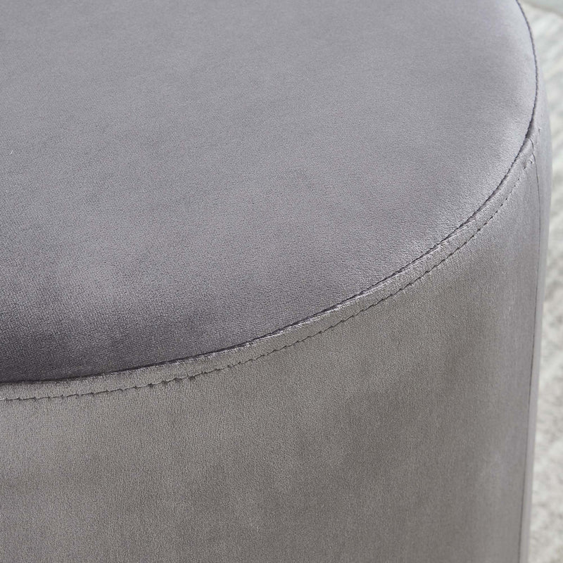 Sona Round Ottoman in Grey & Gold - sydneysfurniture