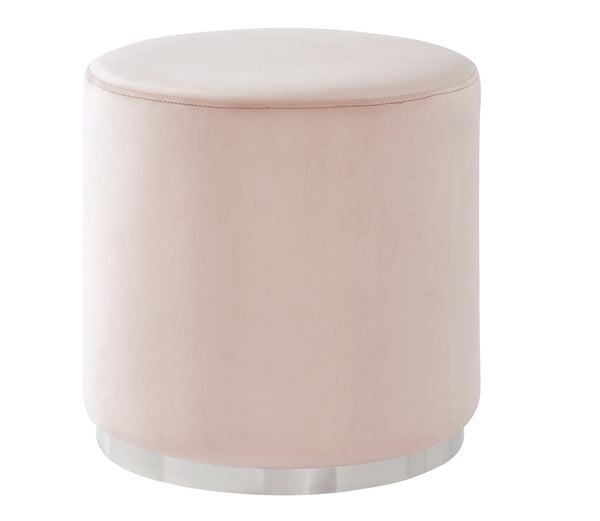 Opie Round Ottoman in Blush & Silver - sydneysfurniture