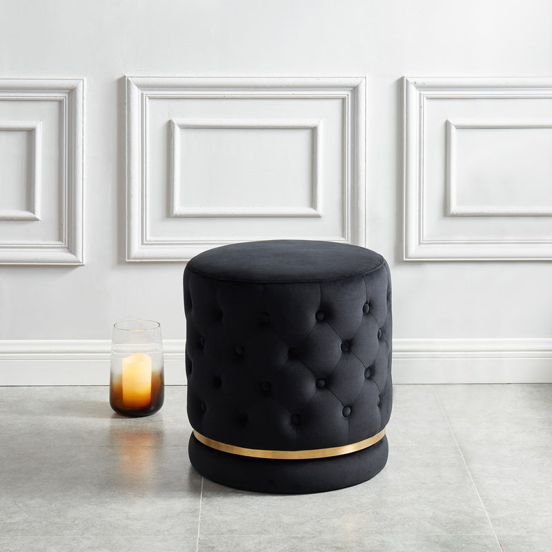 Lilly Round Swivel Ottoman in Black & Gold - sydneysfurniture