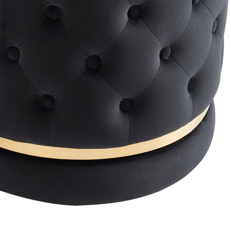 Lilly Round Swivel Ottoman in Black & Gold - sydneysfurniture