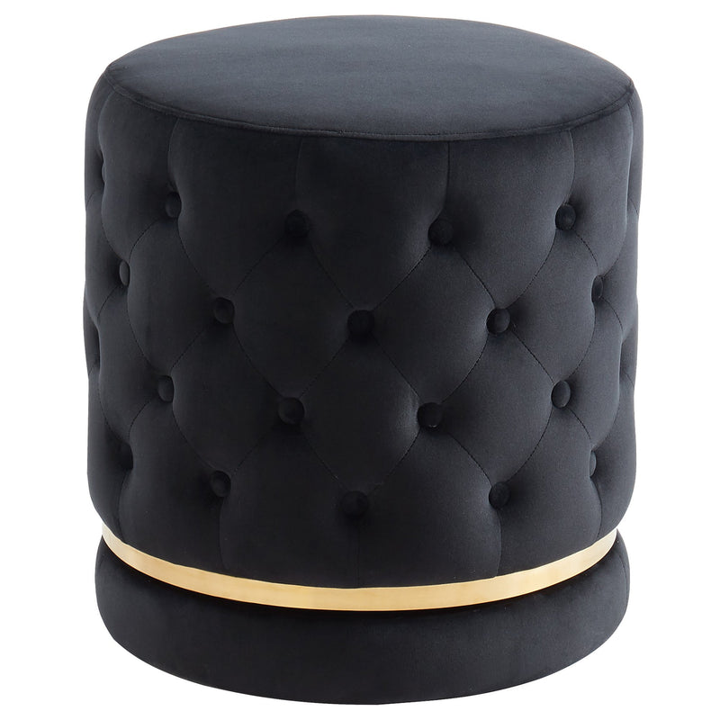 Lilly Round Swivel Ottoman in Black & Gold - sydneysfurniture