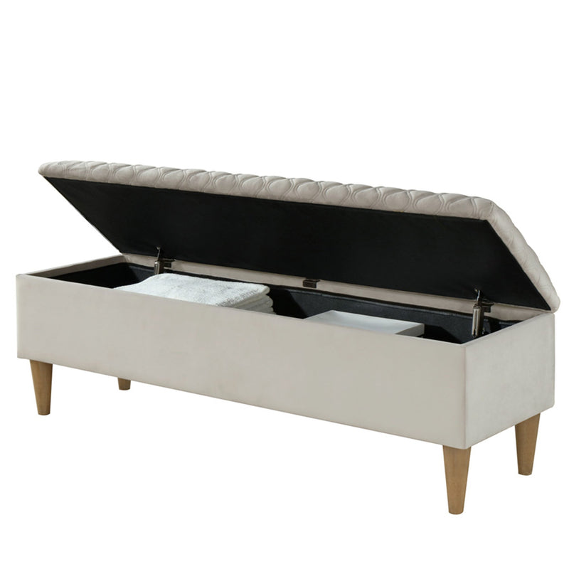 Ciara Rectangular Storage Ottoman in Light Grey - sydneysfurniture