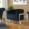 Black velvet accent chair with Chrome feet - Furniture Warehouse Brampton