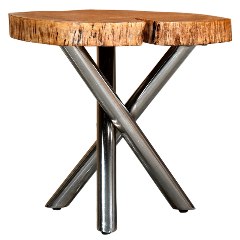 Shlok Accent Table in Natural with Chrome Legs - sydneysfurniture