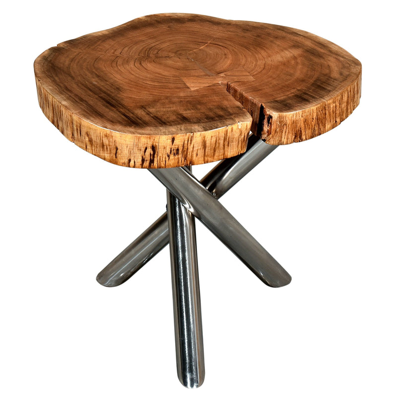 Shlok Accent Table in Natural with Chrome Legs - sydneysfurniture