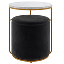 Leo Accent Table & Storage Ottoman Set in Black