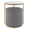 Leo Accent Table & Storage Ottoman Set in Grey