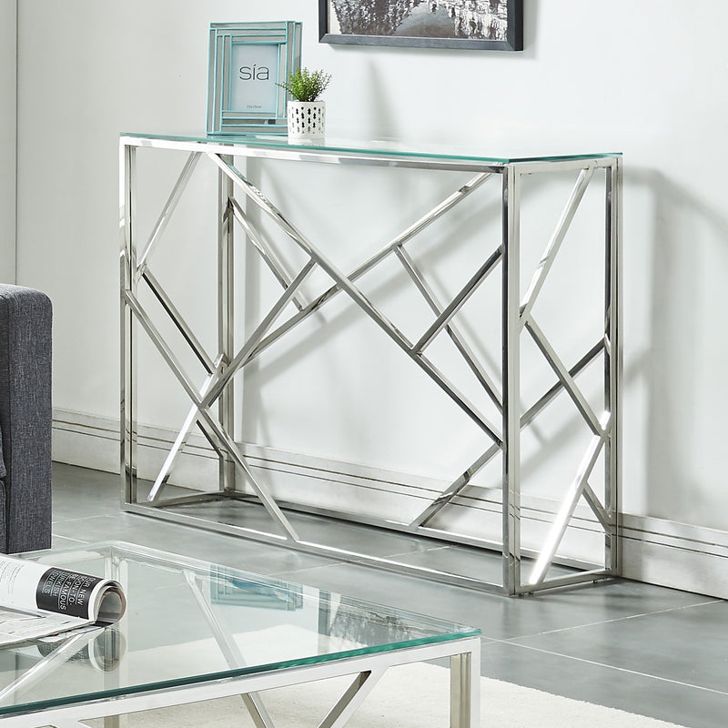 June Console Table in Silver - sydneysfurniture