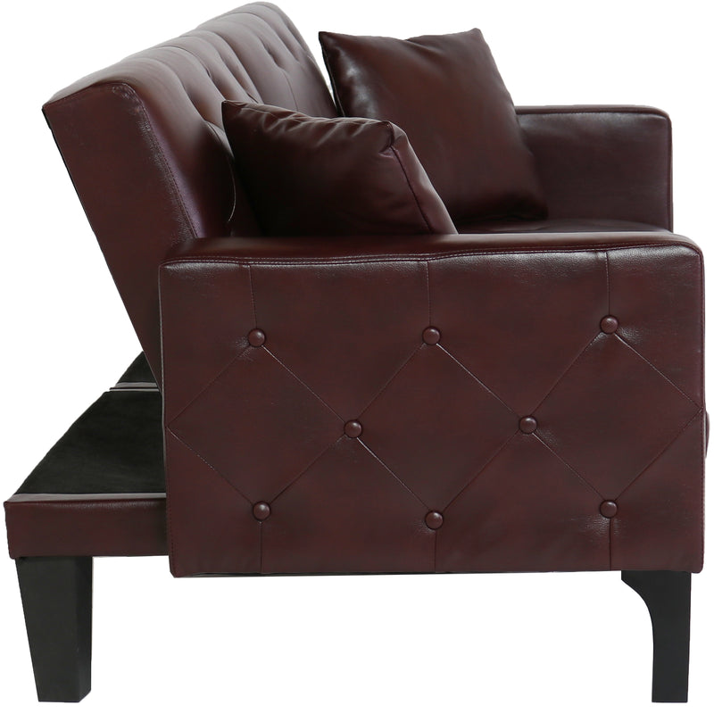 Burgundy Convertible Sofa Bed Split Back - Furniture Warehouse Brampton