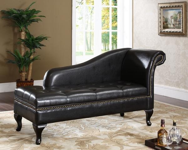 Chaise Tufted with Storage and Nail-Heads - Furniture Warehouse Brampton