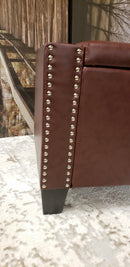[ Burgundy Storage Ottoman with nail heads ] - Custom Furniture Manufacturer Brampton, Toronto, Vaughan, Mississauga, Ontario, Oakville, Hamilton