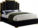 [ Chloe Chanel Bed - Black Velvet With Gold Trim ] - Custom Furniture Manufacturer Brampton, Toronto, Vaughan, Mississauga, Ontario, Oakville, Hamilton