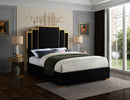 [ Chloe Chanel Bed - Black Velvet With Gold Trim ] - Custom Furniture Manufacturer Brampton, Toronto, Vaughan, Mississauga, Ontario, Oakville, Hamilton