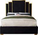 [ Chloe Chanel Bed - Black Velvet With Gold Trim ] - Custom Furniture Manufacturer Brampton, Toronto, Vaughan, Mississauga, Ontario, Oakville, Hamilton