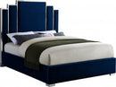 [ Chloe Chanel Bed - Blue Velvet With Silver Trim ] - Custom Furniture Manufacturer Brampton, Toronto, Vaughan, Mississauga, Ontario, Oakville, Hamilton