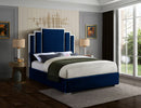 [ Chloe Chanel Bed - Blue Velvet With Silver Trim ] - Custom Furniture Manufacturer Brampton, Toronto, Vaughan, Mississauga, Ontario, Oakville, Hamilton