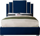 [ Chloe Chanel Bed - Blue Velvet With Silver Trim ] - Custom Furniture Manufacturer Brampton, Toronto, Vaughan, Mississauga, Ontario, Oakville, Hamilton