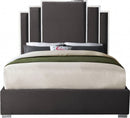 [ Chloe Chanel Bed - Grey Velvet With Silver Trim ] - Custom Furniture Manufacturer Brampton, Toronto, Vaughan, Mississauga, Ontario, Oakville, Hamilton
