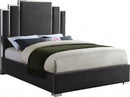 [ Chloe Chanel Bed - Grey Velvet With Silver Trim ] - Custom Furniture Manufacturer Brampton, Toronto, Vaughan, Mississauga, Ontario, Oakville, Hamilton