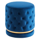 [ Lilly Round Swivel Ottoman in Blue & Gold ] - Custom Furniture Manufacturer Brampton, Toronto, Vaughan, Mississauga, Ontario, Oakville, Hamilton