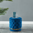 [ Lilly Round Swivel Ottoman in Blue & Gold ] - Custom Furniture Manufacturer Brampton, Toronto, Vaughan, Mississauga, Ontario, Oakville, Hamilton