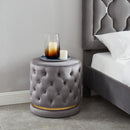 [ Lilly Round Swivel Ottoman in Grey & Gold ] - Custom Furniture Manufacturer Brampton, Toronto, Vaughan, Mississauga, Ontario, Oakville, Hamilton