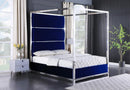 [ Madison Pillar Bed - Blue Velvet ] - Custom Furniture Manufacturer Brampton, Toronto, Vaughan, Mississauga, Ontario, Oakville, Hamilton