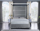 [ Madison Pillar Bed - Grey Velvet ] - Custom Furniture Manufacturer Brampton, Toronto, Vaughan, Mississauga, Ontario, Oakville, Hamilton