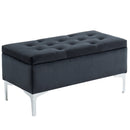 [ Monica Rectangular Storage Ottoman in Black/Silver ] - Custom Furniture Manufacturer Brampton, Toronto, Vaughan, Mississauga, Ontario, Oakville, Hamilton